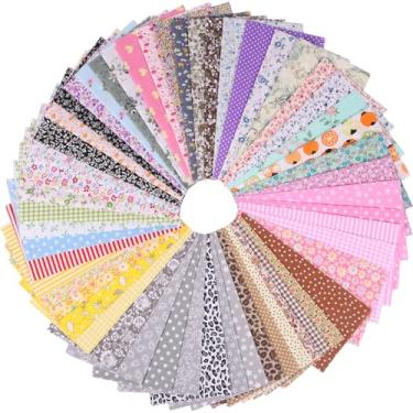 Imagem de HSHGZSR 100 peças de quadrados de patchwork, tecido de patchwork, tecido de algodão, quadrados de tecido sem repetição, tecido de costura macio, pacotes de tecido impresso, retalhos de tecido, tecido