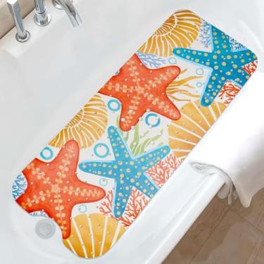 Imagem de Tapete de banheira oceânico antiderrapante, tapete de banho de bebê fofo para banheira, tapete de borracha para banheira, conchas do mar, tapetes de banho infantis para banheiro, tapete de chuveiro