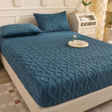 Imagem de Capa de colchão, lençol Queen de veludo, macio, espesso, protetor de colchão respirável e confortável, decoração de cama de quarto, azul ||solteiro: 35 x 199 cm (conjunto de 3 peças)