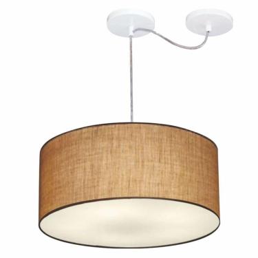 Imagem de Lustre Pendente Cilíndrico Com Desvio De Centro Md-4147 Cúpula 50x25cm Palha - Bivolt