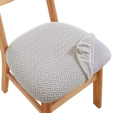 Imagem de CRFATOP Conjunto de 6 capas de assento de cadeira de jantar em jacquard, capas elásticas para sala de jantar, capas de assento macias antiderrapantes para cadeiras de jantar, laváveis, protetores de