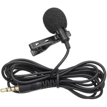 Imagem de Microfone de Lapela com Clipe, Conector 3,5mm, Cabo Longo, Preto