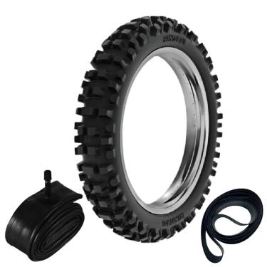 Imagem de Kit Pneu Honda Bros 150 160 100/90-17 55m Traseiro Sh31 Rinaldi + Câmara + Cinta