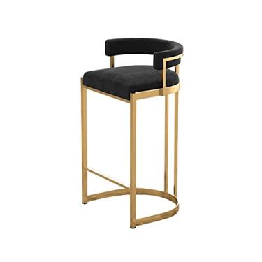 Imagem de GRFIT Cadeira de bar 90 cm Banco alto nórdico luxuoso moderno simples cadeira de bar cafeteria bar cadeira ilha bancos de bar ajustáveis (cor: preto)