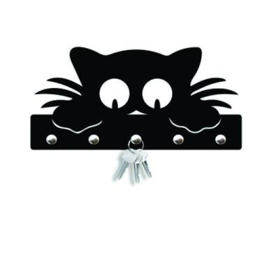 Imagem de Porta Chaves Decorativo Gato 02 - New Decor, Madeira