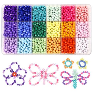 Imagem de MAKERSLAND Kit de 2600 contas facetadas, 18 cores, arco-íris, opacas, multicoloridas, espaçador, pônei, cordão elástico para pulseiras, colares, chaveiros, artesanato, bijuterias