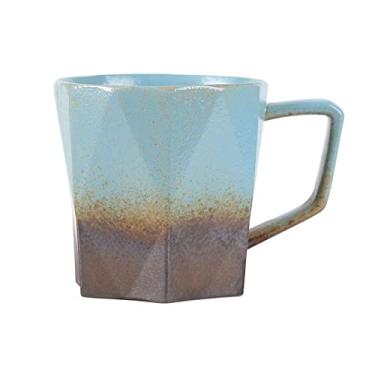 Imagem de GRFIT Caneca antiga vintage xícara de café simples feita à mão cerâmica áspera copo para beber 400 ml xícara de café da manhã de grande capacidade caneca de café (cor: 1)