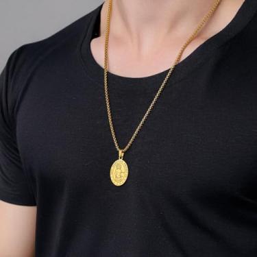 Imagem de Colar para homens e mulheres, pingente de fé de aço inoxidável, Sebastian, machados, cruz, árvore da vida, pingente religioso, minúsculo, colar com pingente de fé, One Size, Aço inoxidável, Sem Pedra