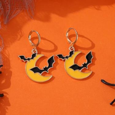 Imagem de Brincos de Halloween para mulheres, teia de aranha, abóbora, fantasma, morcego, brincos pendurados, roupas de Halloween, acessórios de bijuteria de fantasia, 2inch, Aço inoxidável, Sem pedra preciosa