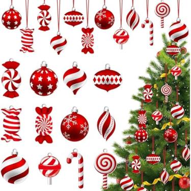 Imagem de Enfeites de Natal para pendurar bengala e pirulito, 12 peças, decorações de árvore de Natal DIY com ganchos, decoração de festa festiva e enfeites de presente