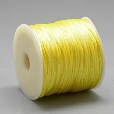 Imagem de Fio de nylon acetinado de 1 mm para fabricação de joias, acabamento de contas brilhantes e sedosas, tranças, aparar, enrolar, artesanato, pulseiras de macramê Kumihimo, amarelo