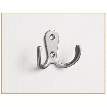 Imagem de 3 conjuntos de ganchos de cabeça dupla para parede/porta com parafusos, casaco, chave, bolsa, toalha, chapéu, máscara, 53 mm (branco)