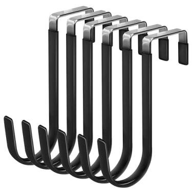Imagem de Ganchos sobre a porta, pacote com 6 cabides com borracha para evitar arranhões, organizador resistente para sala de estar, banheiro, quarto, cozinha, pendurar roupas, toalhas, chapéus, casacos, bolsas