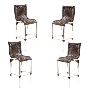 Imagem de 4 Banquetas Alta Haiti Em Alumínio Para Cozinha Bar Edícula Tabaco