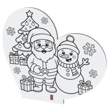Imagem de Kit Lembrancinha Natal MDF Coração para Colorir  Presépio e Papai Noel