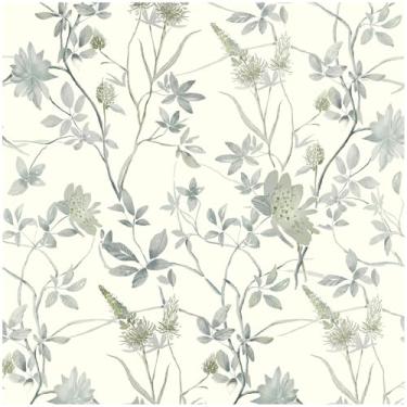 Imagem de Theper Papel de parede floral descasque e cole 43 cm × 78 cm papel de parede autoadesivo removível flor bege para quarto flores silvestres papel de contato floral rolo de vinil