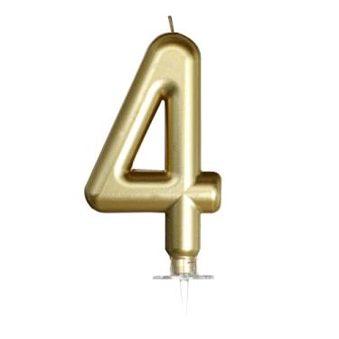 Imagem de Vela dourada número 4, decorações de aniversário douradas, velas para topo de bolo, decoração de festa, comemorações de aniversário e formatura