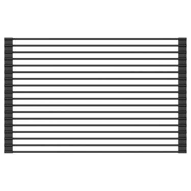 Imagem de Escorredor de louça, aço inoxidável revestido de silicone, sobre a pia, dobrável, resistente ao calor, antiderrapante, peso máximo de 20 kg, pratos, copos, talheres, esponjas de prato (preto-G)