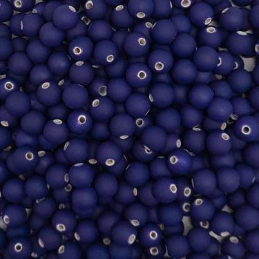 Imagem de Miçanga Passante Bola Emborrachada Plástico Azul Escuro 8mm 50pçs 20g 