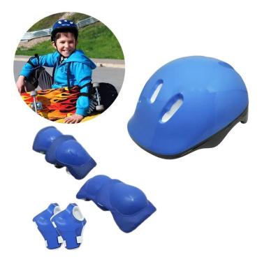 Imagem de Kit De Proteção Infantil Bike Patins Skate Capacete +6 Pe Az