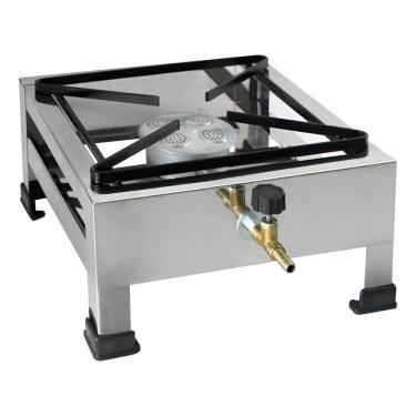 Imagem de Fogao 1 Fogareiro Boca Inox Industrial Alta Pressão Completo