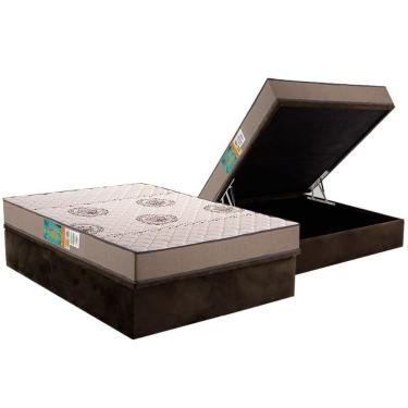 Imagem de Conjunto Box Baú Casal Colchão Espuma Polar D33 Pérola Clean + Base Crc Suede Brown (138x188)