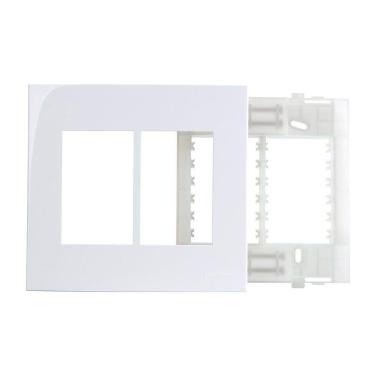 Imagem de Placa Com Suporte Margirius Sleek 4x4 Para 6 Módulos Horizontais Branca