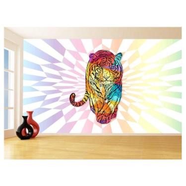 Imagem de Papel De Parede 3D Animais Pop Art Tigre Felino 3,5M Pxa127 - Você Dec