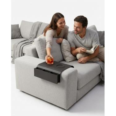 Imagem de Kit 2 Esteiras Suporte Porta Copos Braço Sofá Apoio Cerveja Controle(SIMPLES + CONTROLE PRETO)