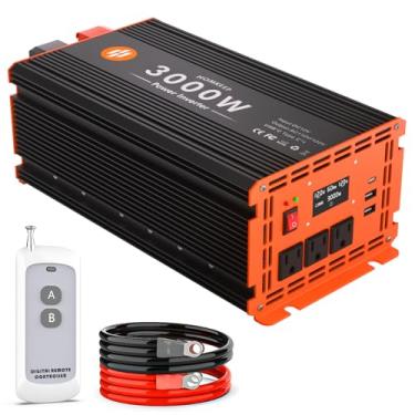 Imagem de Homkeep 3000 Watt Power Inverter 12V DC to 110V/120V AC Converter Peak Power 6000W Car Inverter with LCD Display 3 AC Outlets, 2 USB & Type-C Port for RV,Truck,Off-Grid Solar System with R
