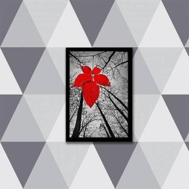 Imagem de Quadro Fotografia Folha Maple Vermelha 45X34 Com Vidro Preta - Quadros