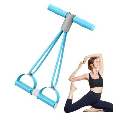 Imagem de Extrator de tornozelo com pedal de tubo | Faixas de exercícios | 4 tubos de treino, equipamento auxiliar para abdômen, braço, perna, treinamento de emagrecimento, mulheres, homens, academia, casa