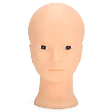 Imagem de Cabeça de manequim para treinamento de maquiagem, peruca, exibição de cabeça careca, material de pvc macio, superfície lisa 49cm para lojas de perucas, escolas de maquiagem (Sem estilo de maquiagem)