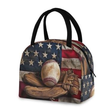 Imagem de Blueangle Lancheira isolada à prova de vazamento - Bolsa de almoço reutilizável com design de taco de beisebol vintage, recipiente compacto para alimentos, para escritório, viagens e atividades ao ar
