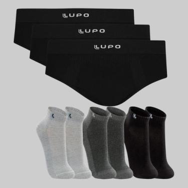 Imagem de Kit 3 Cuecas Slip Micromodal e 3 Pares de Meias Lupo 00681-03225 Cor: 