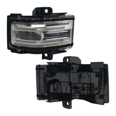 Imagem de RARAYC Espelho de reboque do lado esquerdo compatível com Ford F-150 F250 F350 2015-2025, luzes espelhadas de seta, luz de sinalização lateral de LED dinâmica amarela diurna