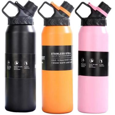 Imagem de Garrafa Térmica Inox Squeeze Para Academia Água Gelada 1 Litro Com Ved