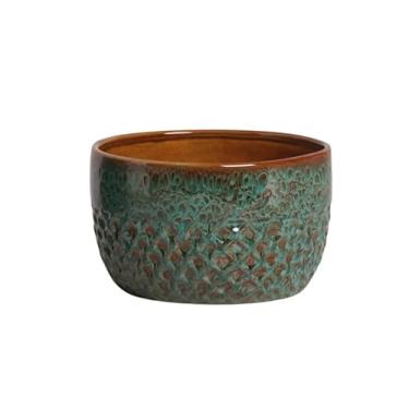 Imagem de Bacia de Cerâmica Esmaltada Verde Caramelo para Cuia, 21 cm, Planta, Jardinagem