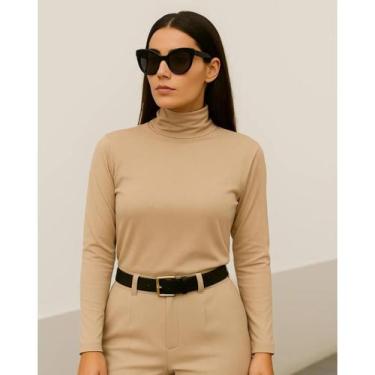 Imagem de Blusa Térmica Feminina Gola Alta Flanelada Zanca Modas, GG, Bege