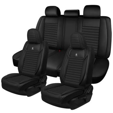 Imagem de Capas de assento adequadas para Scion xD 2008-2014 capas de assento de carro de couro premium, impermeável, antiderrapante e compatível com airbag, protetor de assento de carro moderno (preto, 5