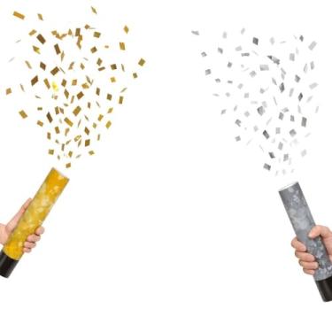 Imagem de Lança Confete Prata Dourado 30 cm –Chuva de Prata Metalizado Para Festa, Casamento, Formatura Ou Chá Revelação(LANÇA CONFETE PRATA e DOURADA,2 UN)