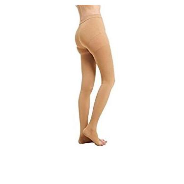 Imagem de Meia-calça de compressão opaca BriteLeafs terapêutica 20-30 mmHg bico aberto – Compressão gradiente de suporte firme, nível profissional, Bege, X-Large