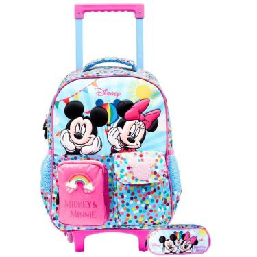 Imagem de Kit Minnie Mickey Mochila 2Em1 Rodas + Estojo Disney