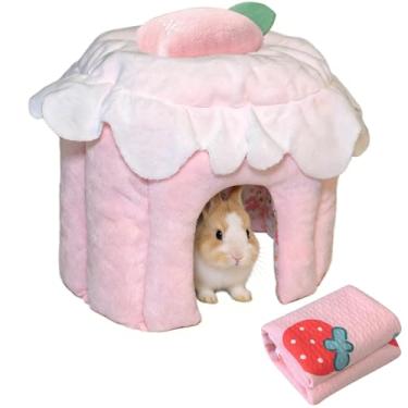 Imagem de Acsist Esconderijo de porquinho da índia, casa de coelho quente, cama lavável de coelho anão de inverno para hamster, chinchila, porco-espinho, furão e outros animais pequenos (grande)