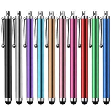 Imagem de Pacote com 10 canetas Stylus universais – Canetas capacitivas coloridas para escrever, desenhar em tablets, smartphones, dispositivos com tela sensível ao toque