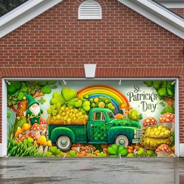 Imagem de Decoração de faixa de porta de garagem, grande decoração de capa de páscoa interna externa para casa, pano de fundo de festa de férias à prova d'água com coelhinho da Páscoa para varanda, quintal