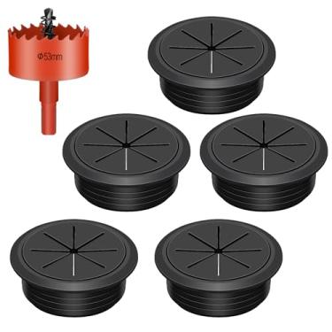 Imagem de Swpeet 6 peças de ilhós de borracha de 53 mm com serra de furo, ilhós de cabo flexível, capas de cabo de mesa, cabo de cobertura de furo de arame para passagem de arame