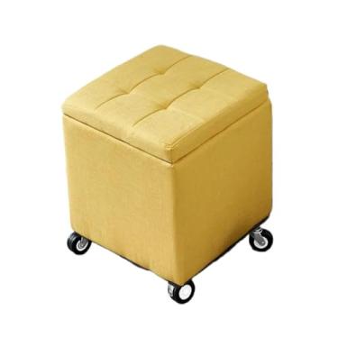 Imagem de Baú Organizador Puff Estofado Multiuso Banco Para Sapatos Pufe De Sofá Com Tampa Desenhada Para Sala,Quarto E Decoração(Yellow,23.6" x 15.7" x 18.1")