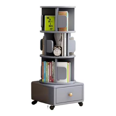 Imagem de Organizador de brinquedos, estante giratória de 360° de 1 a 4 níveis com gaveta e roda, estante cilíndrica para crianças e adultos, cultiva o interesse das crianças em ler e praticar, branco-1 camada