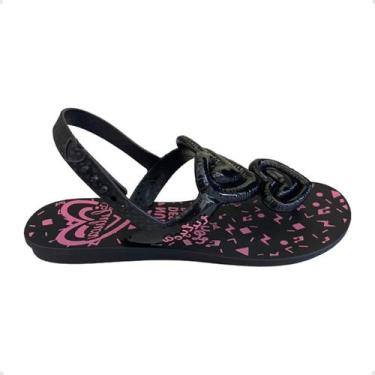 Imagem de Sandália Infantil Rasteira Grendene Preta, Preto, Rosa, 26